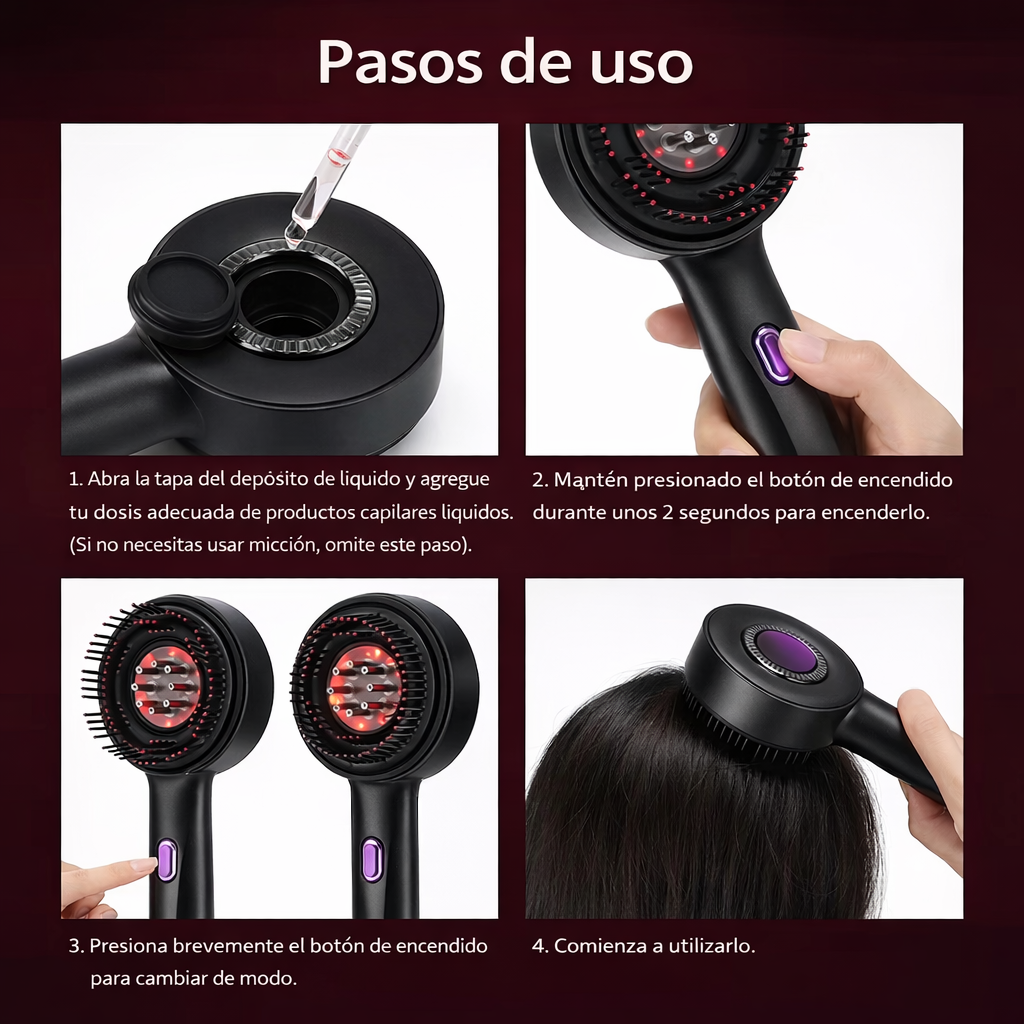 Masajeador de cabello luz led roja