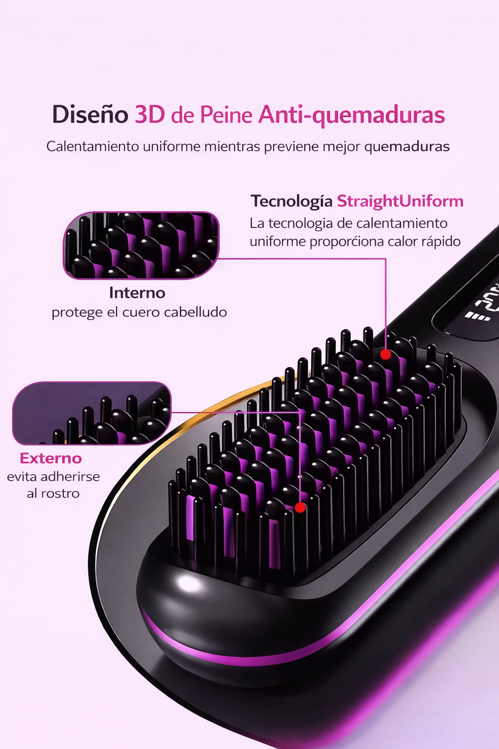 Cepillo alisador de pelo inalámbrico